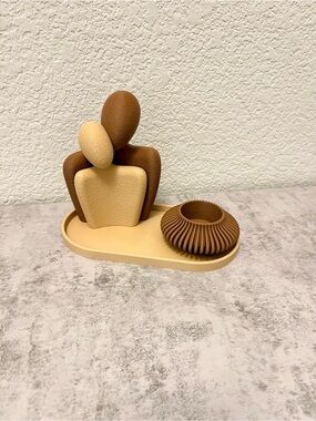 Decorative Mixed Media Sculptural Accent in Brown and Cream